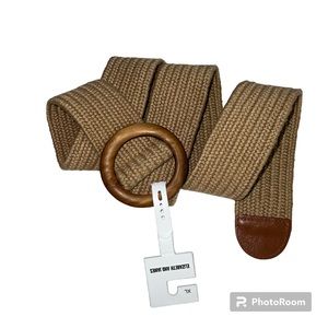 ELIZABETH AND JAMES New Woven Elastic Wooden Buckle Boho Belt Size XL